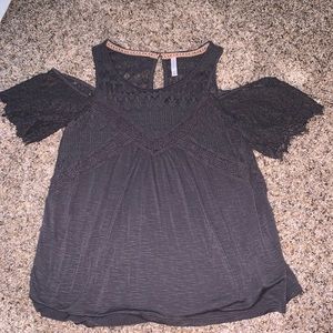 Gray Cold Shoulder Top